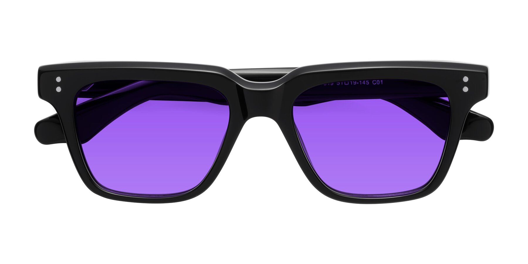 Folded Front of Gates in Black with Purple Tinted Lenses