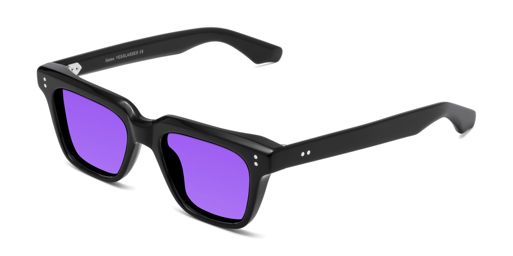 Angle of Gates in Black with Purple Tinted Lenses