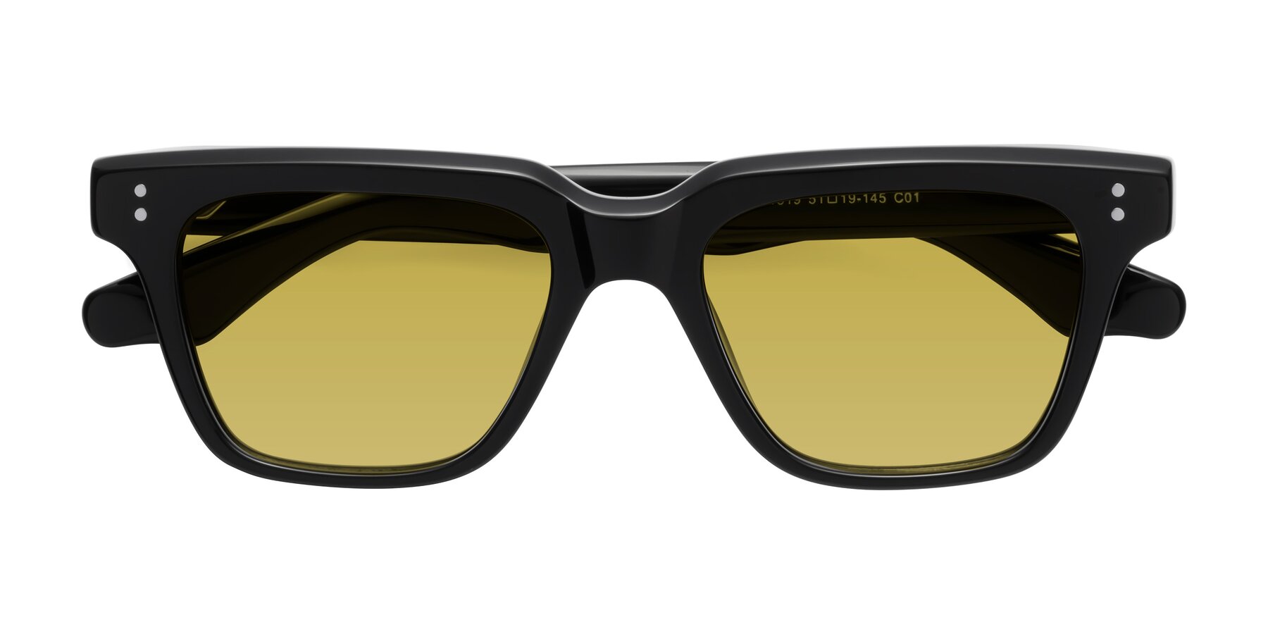 Folded Front of Gates in Black with Champagne Tinted Lenses