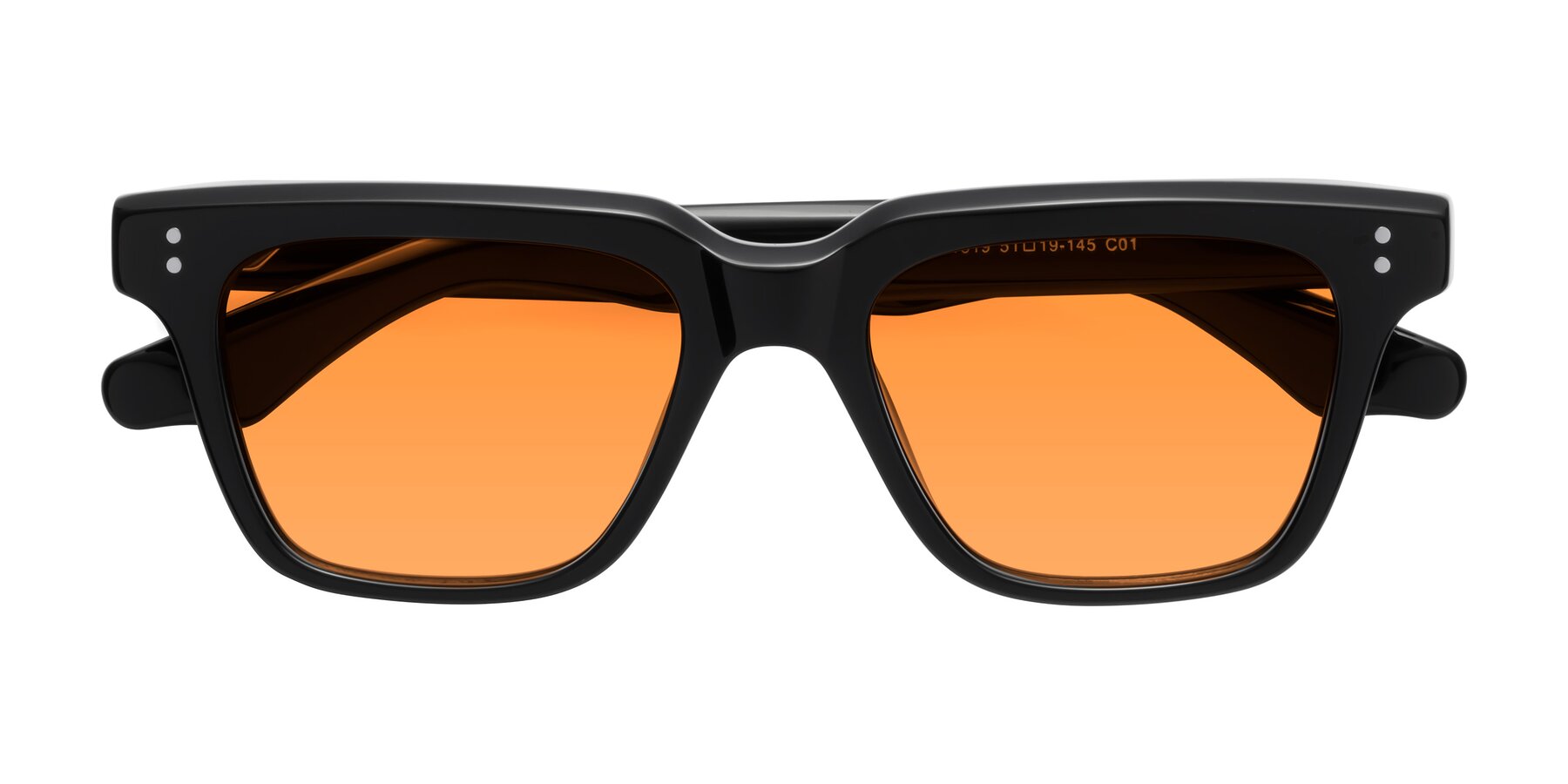 Folded Front of Gates in Black with Orange Tinted Lenses