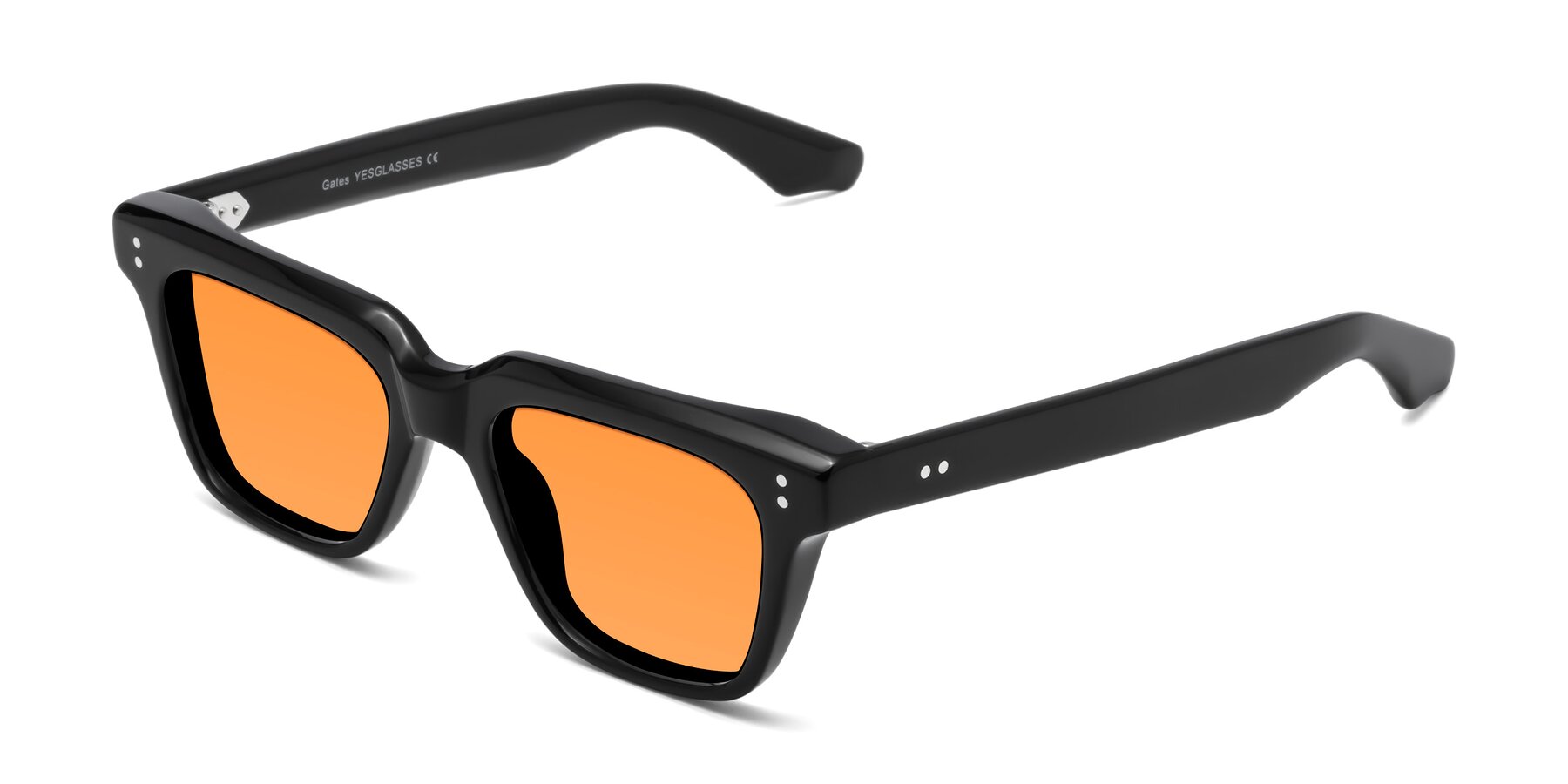 Angle of Gates in Black with Orange Tinted Lenses