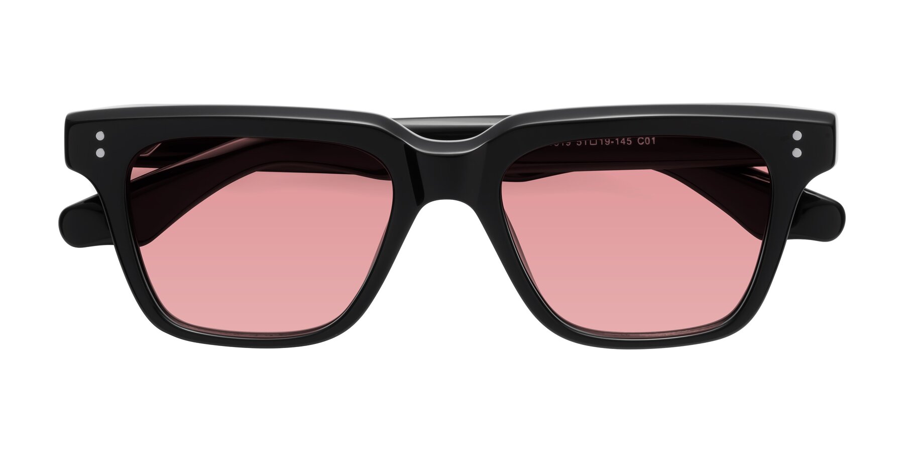 Folded Front of Gates in Black with Medium Garnet Tinted Lenses