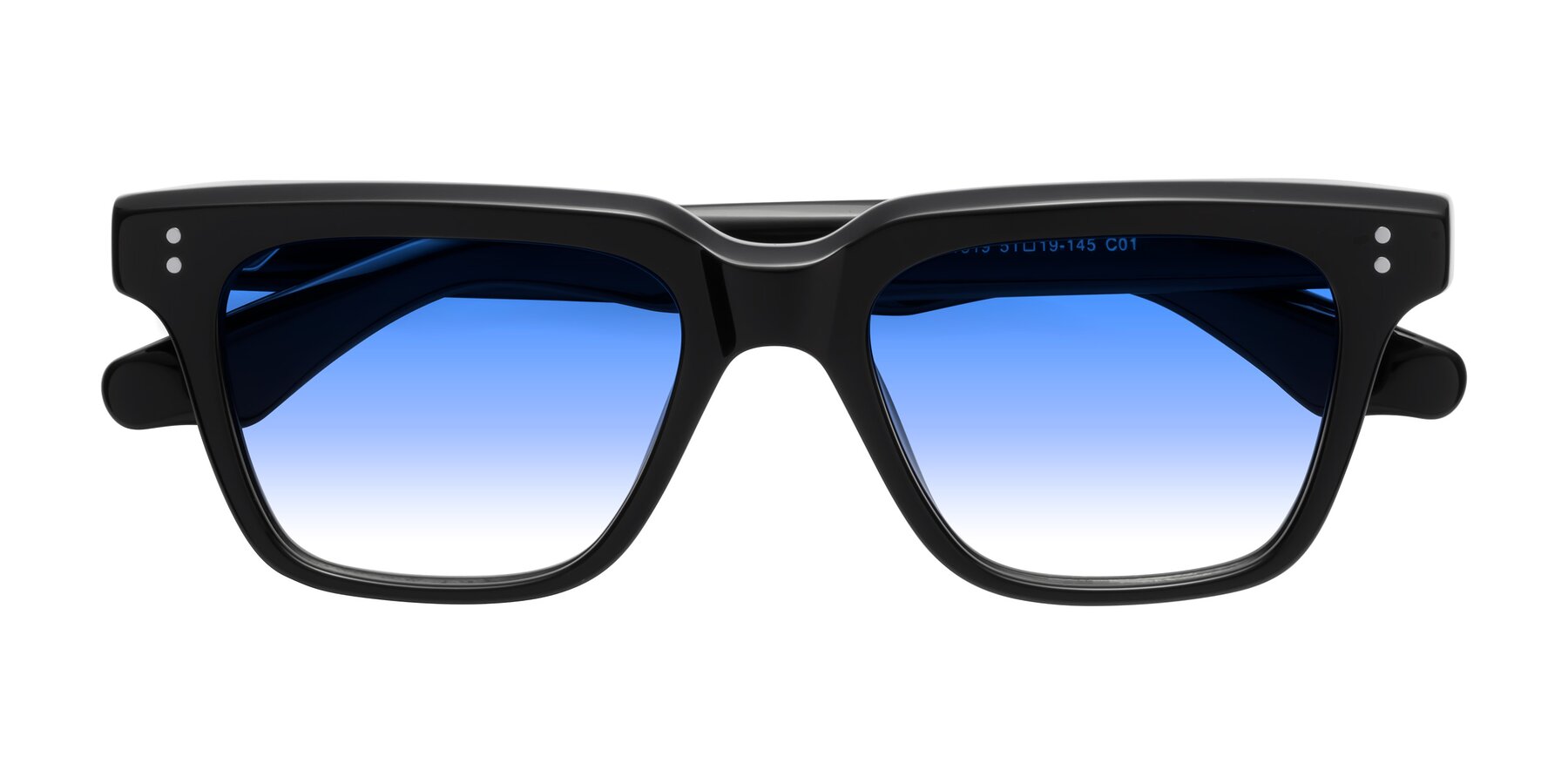 Folded Front of Gates in Black with Blue Gradient Lenses