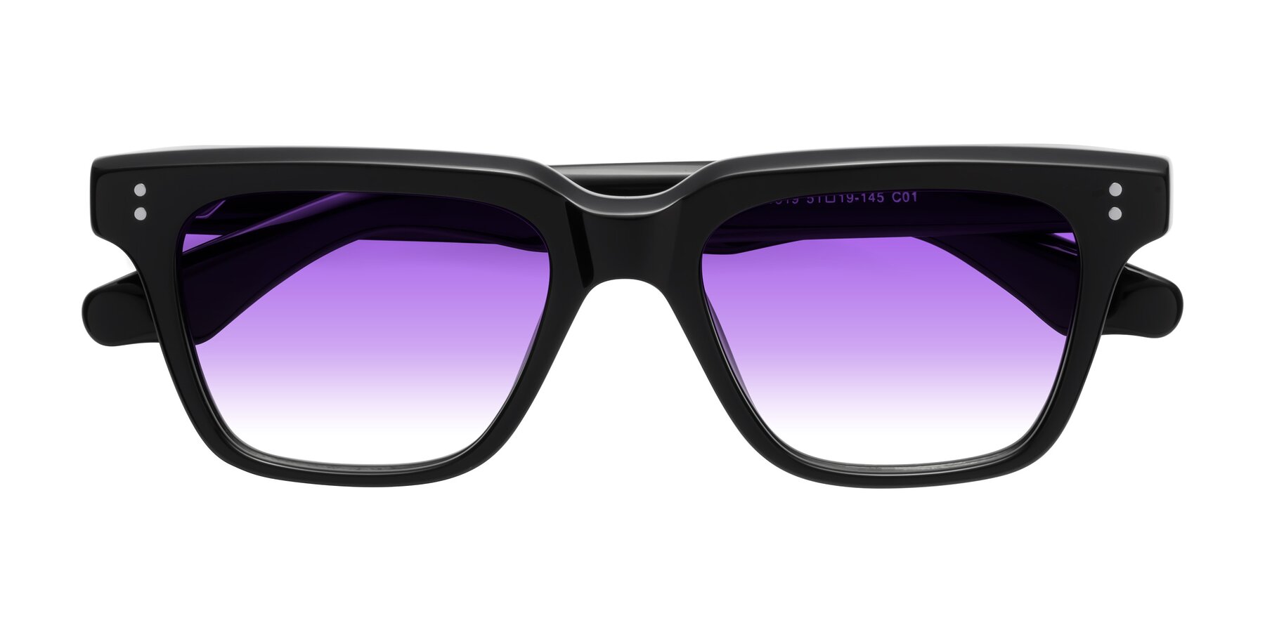 Folded Front of Gates in Black with Purple Gradient Lenses