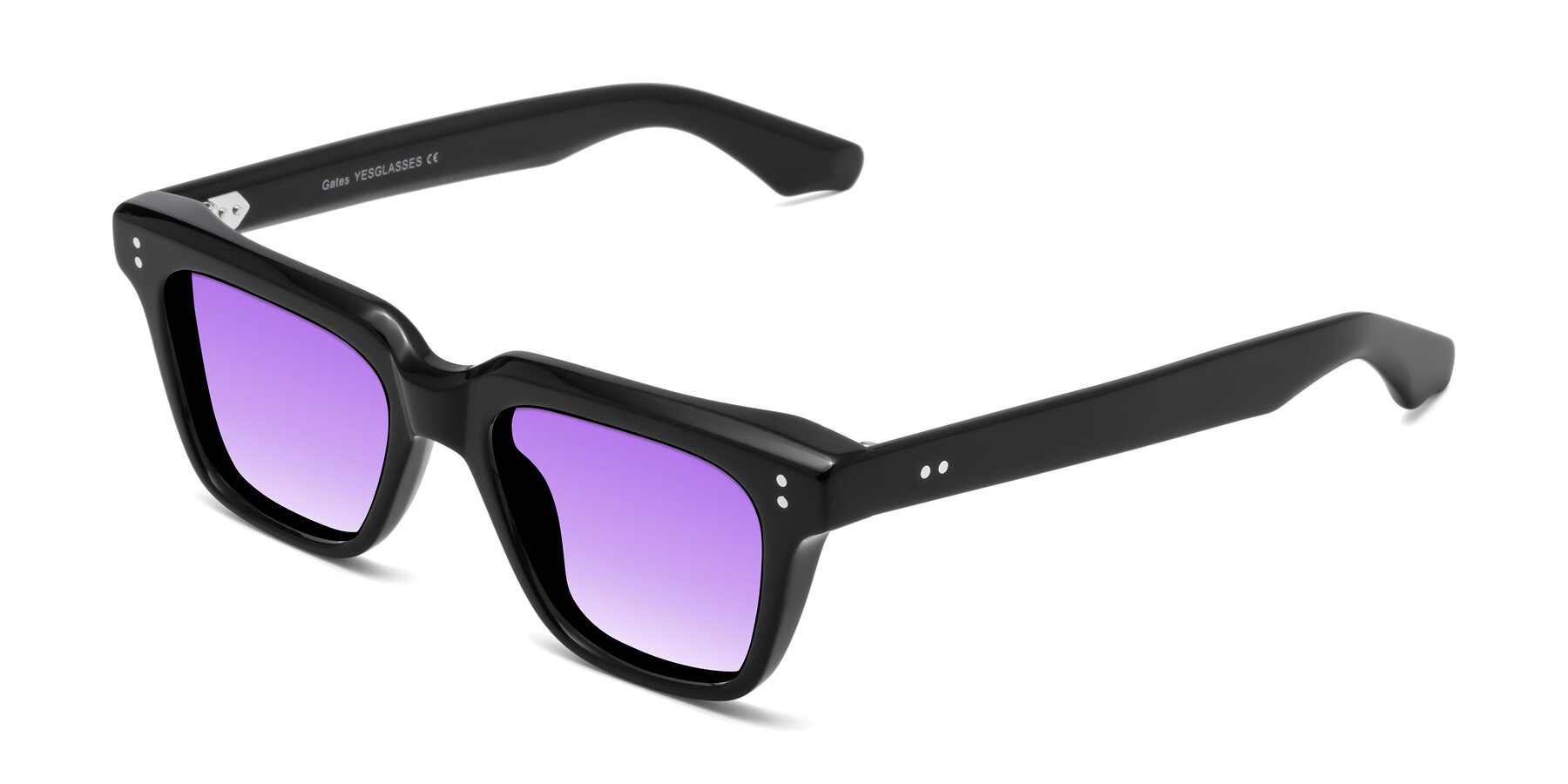 Angle of Gates in Black with Purple Gradient Lenses