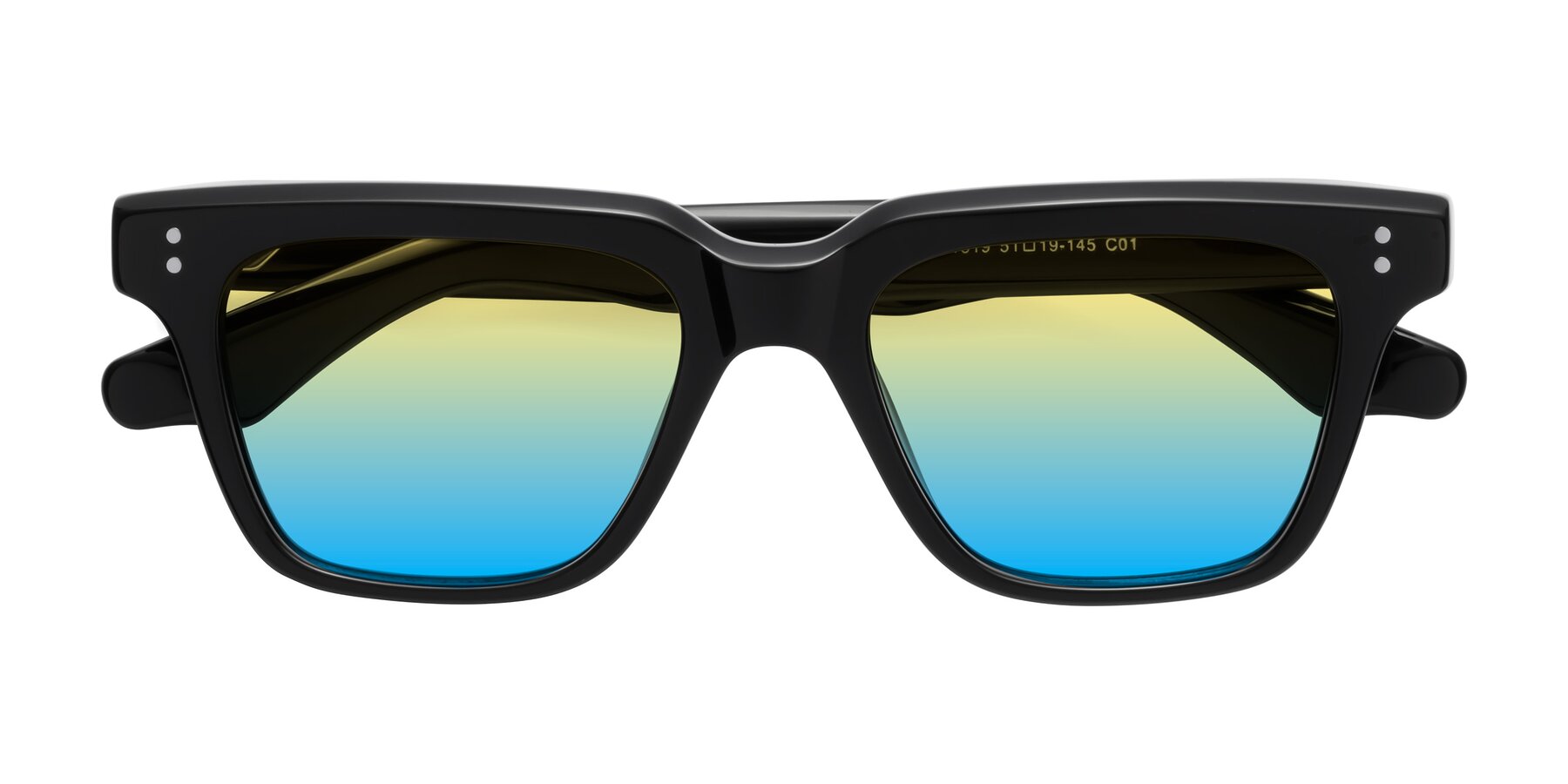 Folded Front of Gates in Black with Yellow / Blue Gradient Lenses