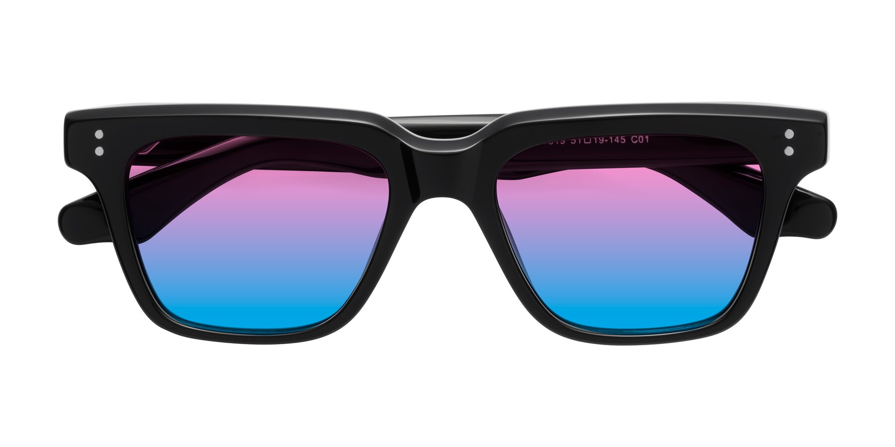 Folded Front of Gates in Black with Pink / Blue Gradient Lenses