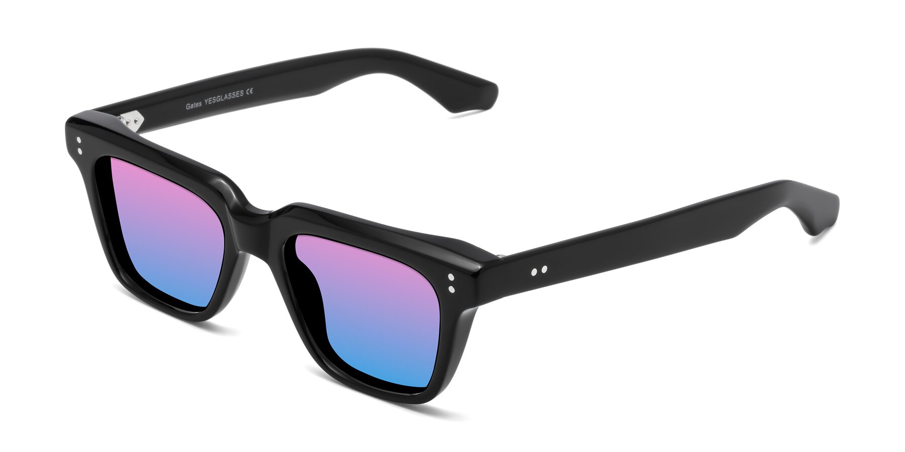 Angle of Gates in Black with Pink / Blue Gradient Lenses