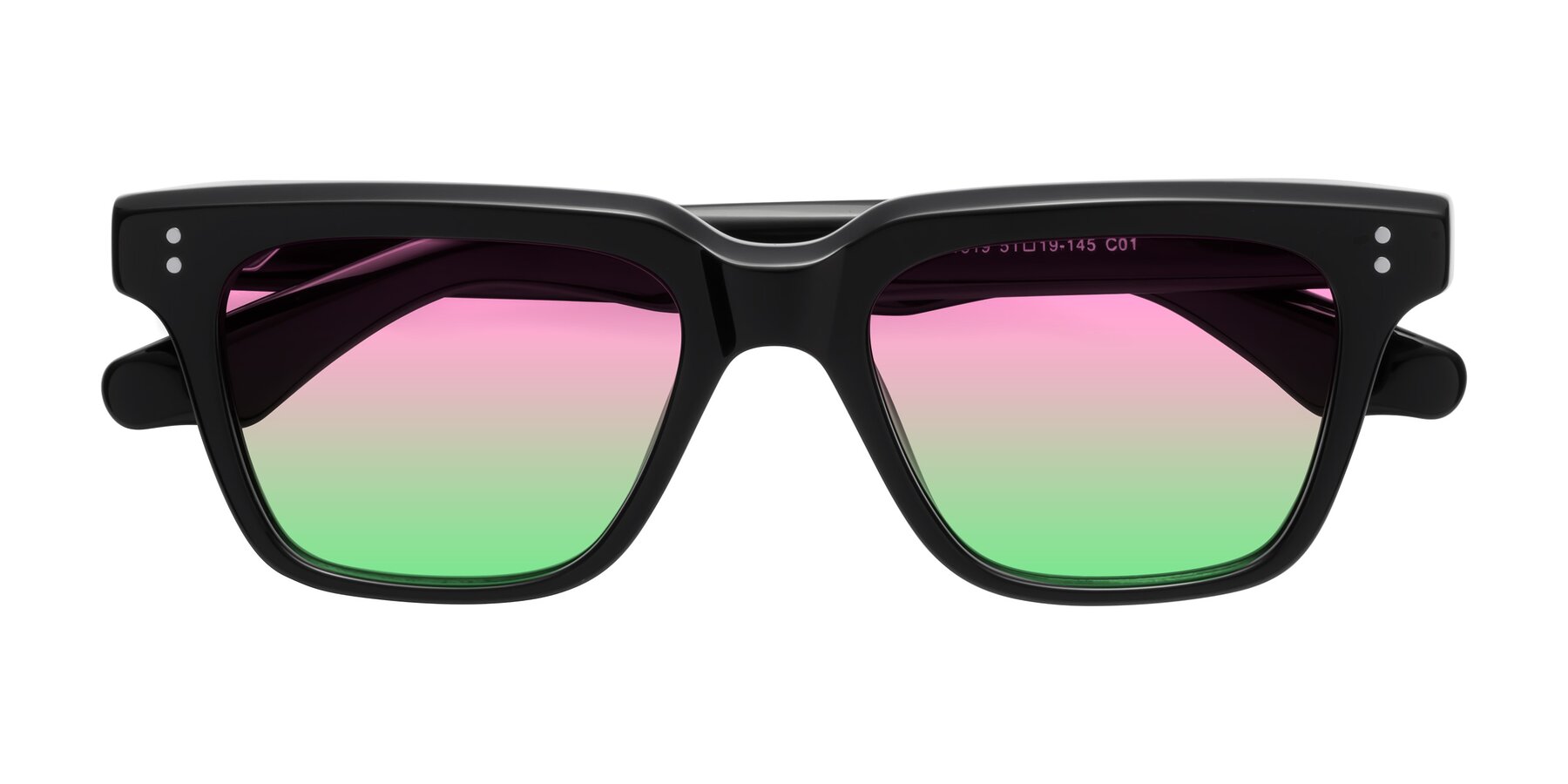 Folded Front of Gates in Black with Pink / Green Gradient Lenses