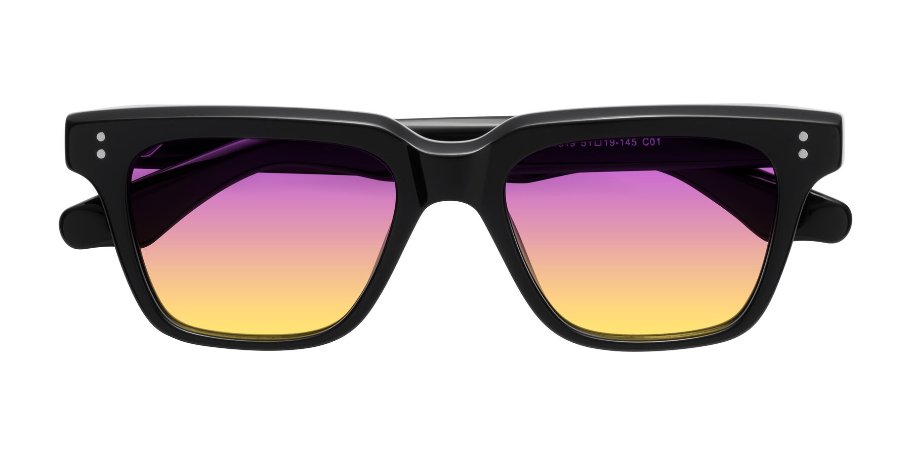 Folded Front of Gates in Black with Purple / Yellow Gradient Lenses