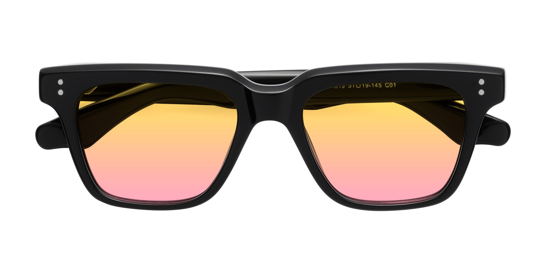 Folded Front of Gates in Black with Yellow / Pink Gradient Lenses
