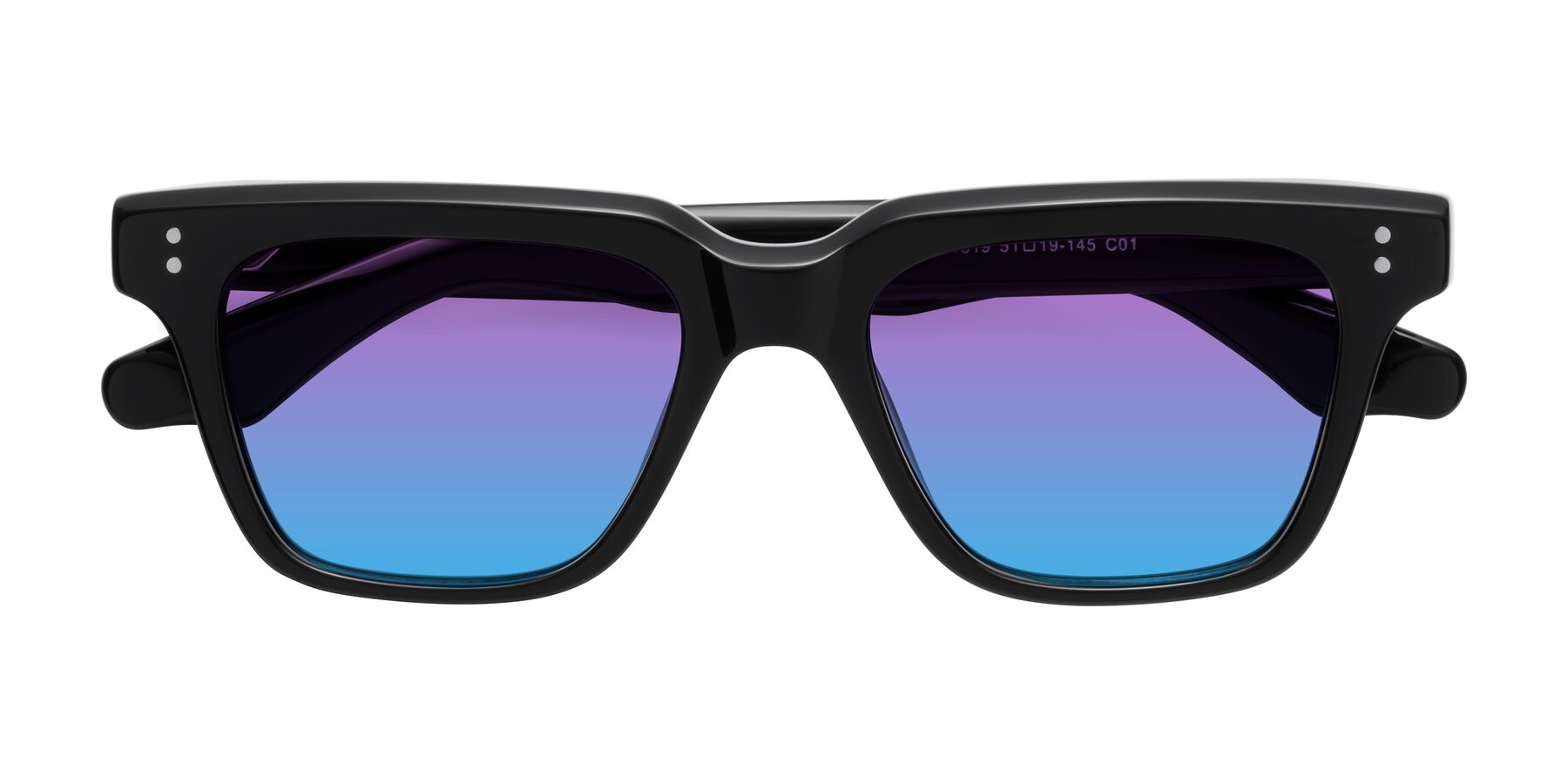 Folded Front of Gates in Black with Purple / Blue Gradient Lenses