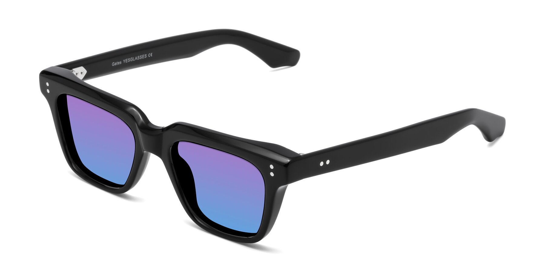 Angle of Gates in Black with Purple / Blue Gradient Lenses