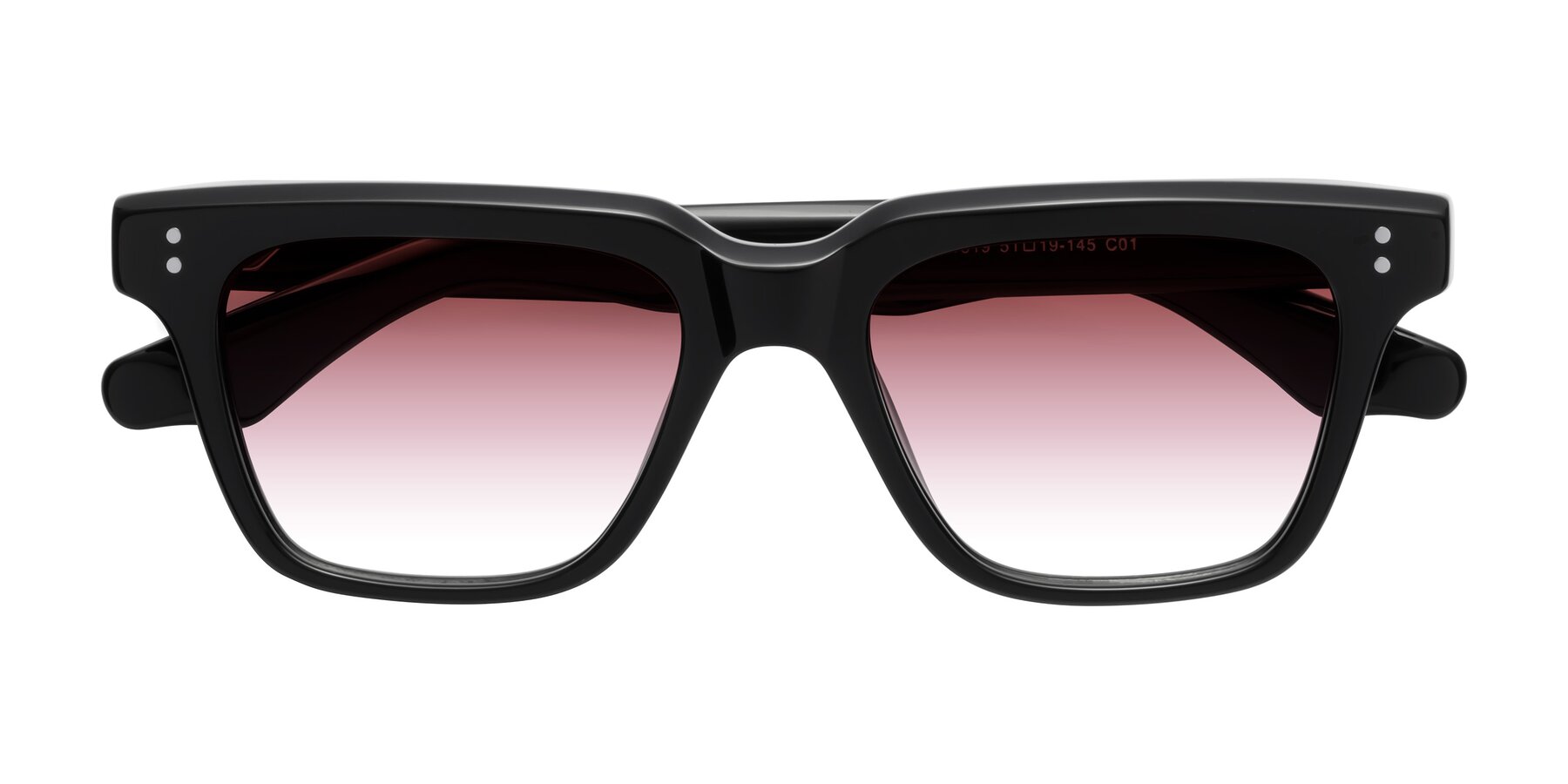 Folded Front of Gates in Black with Garnet Gradient Lenses