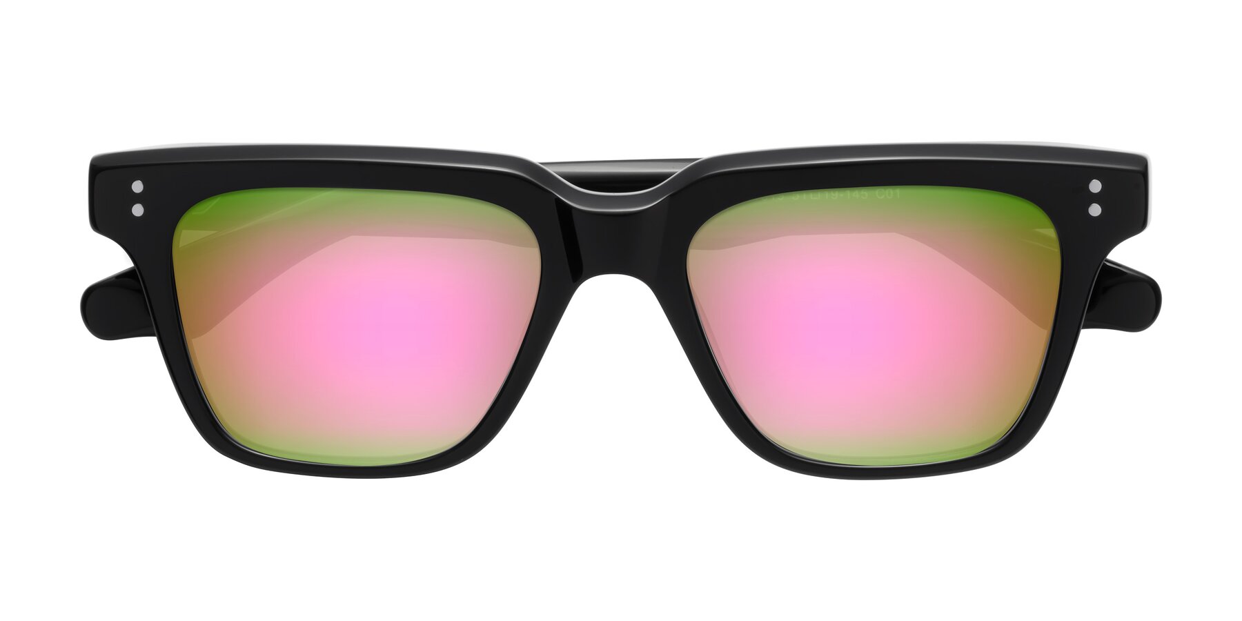 Folded Front of Gates in Black with Pink Mirrored Lenses
