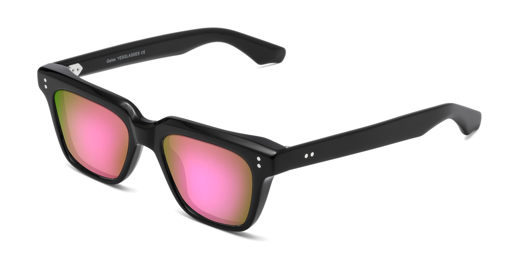 Angle of Gates in Black with Pink Mirrored Lenses