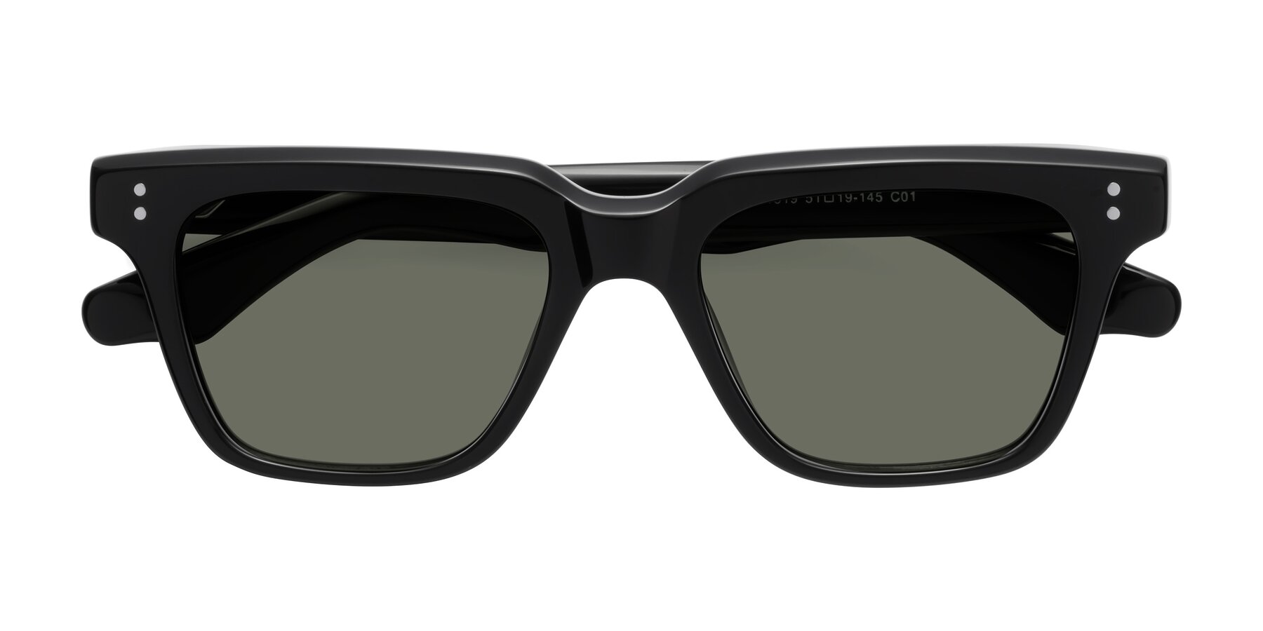 Folded Front of Gates in Black with Gray Polarized Lenses