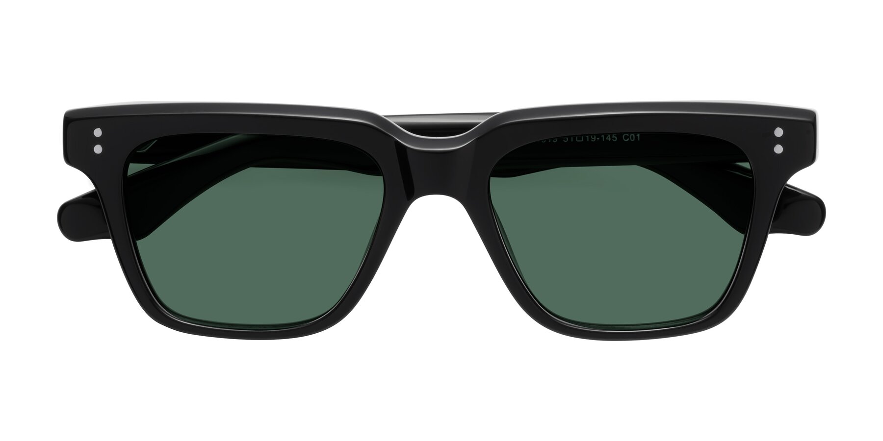 Folded Front of Gates in Black with Green Polarized Lenses