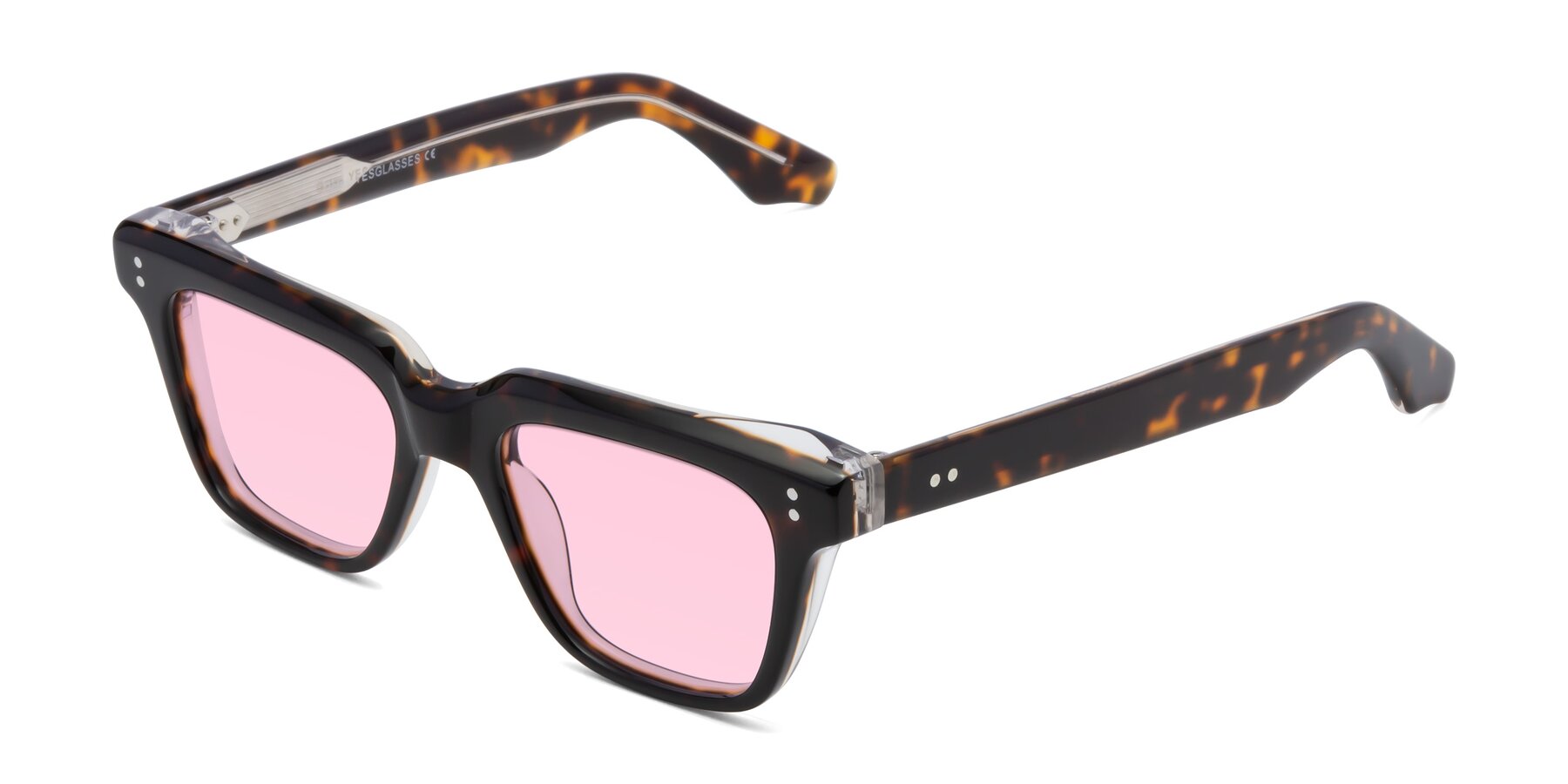 Angle of Gates in Tortoise-Clear with Light Pink Tinted Lenses