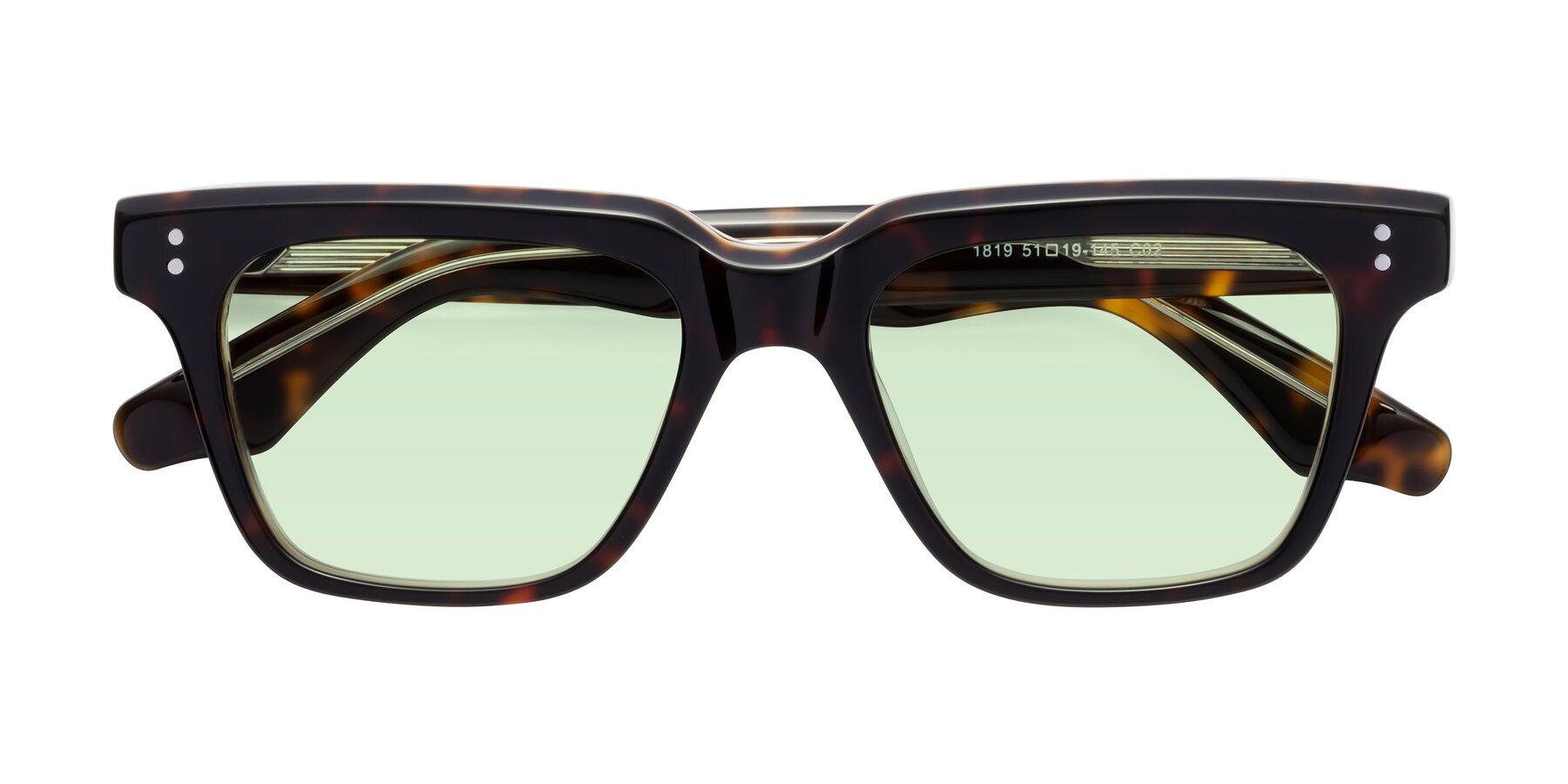 Folded Front of Gates in Tortoise-Clear with Light Green Tinted Lenses
