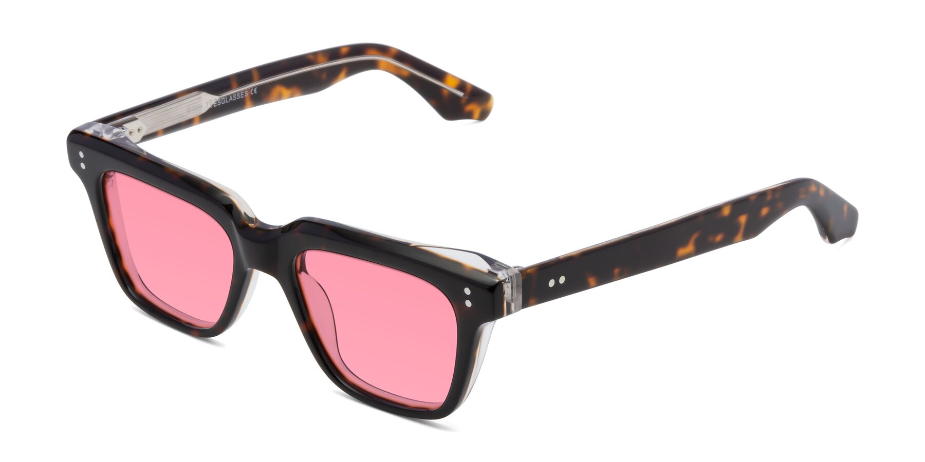 Angle of Gates in Tortoise-Clear with Pink Tinted Lenses