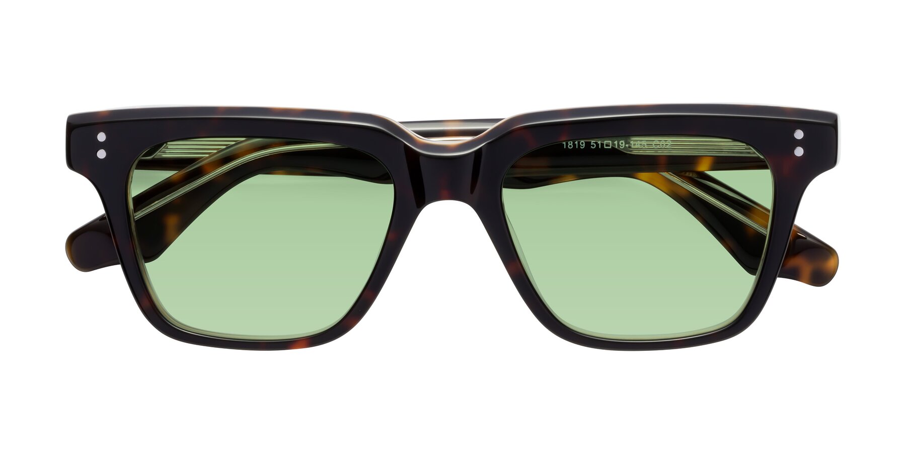 Folded Front of Gates in Tortoise-Clear with Medium Green Tinted Lenses