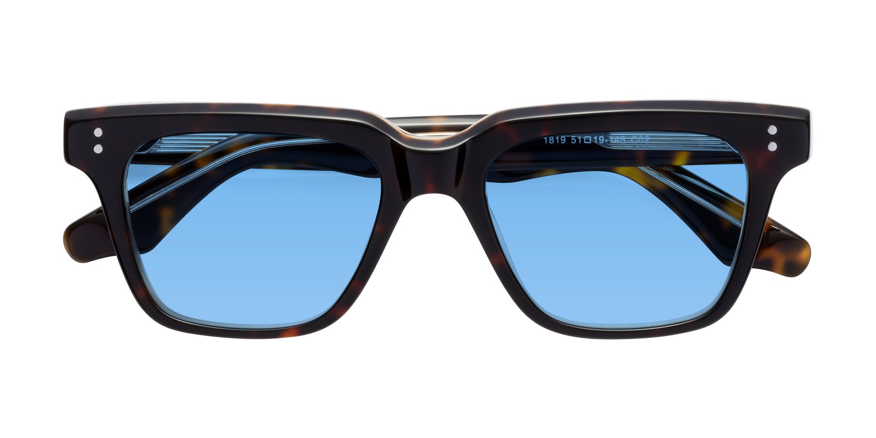 Folded Front of Gates in Tortoise-Clear with Medium Blue Tinted Lenses