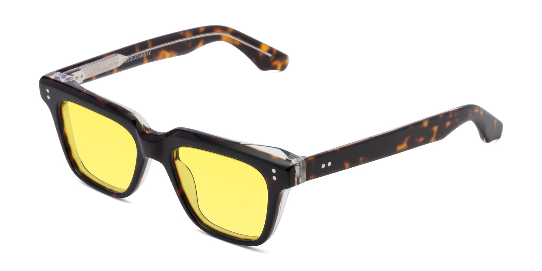 Angle of Gates in Tortoise-Clear with Medium Yellow Tinted Lenses