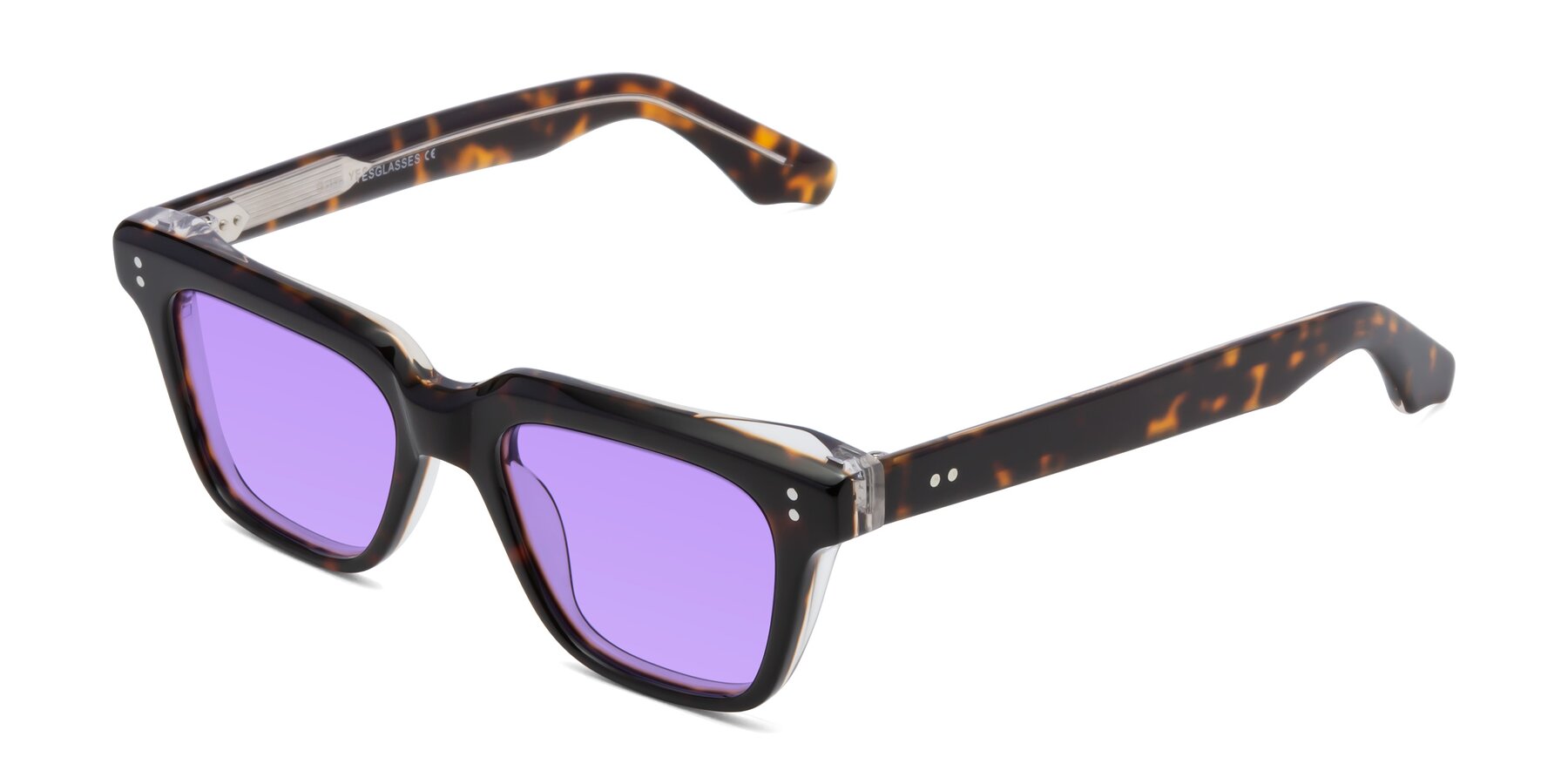 Angle of Gates in Tortoise-Clear with Medium Purple Tinted Lenses