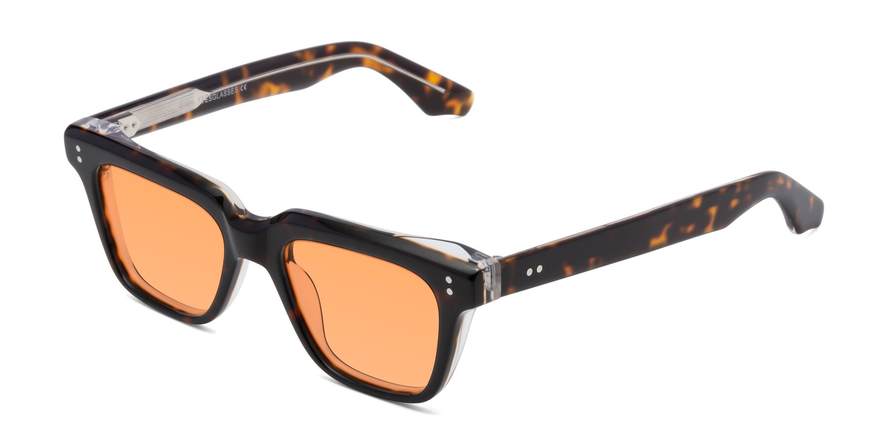 Angle of Gates in Tortoise-Clear with Medium Orange Tinted Lenses