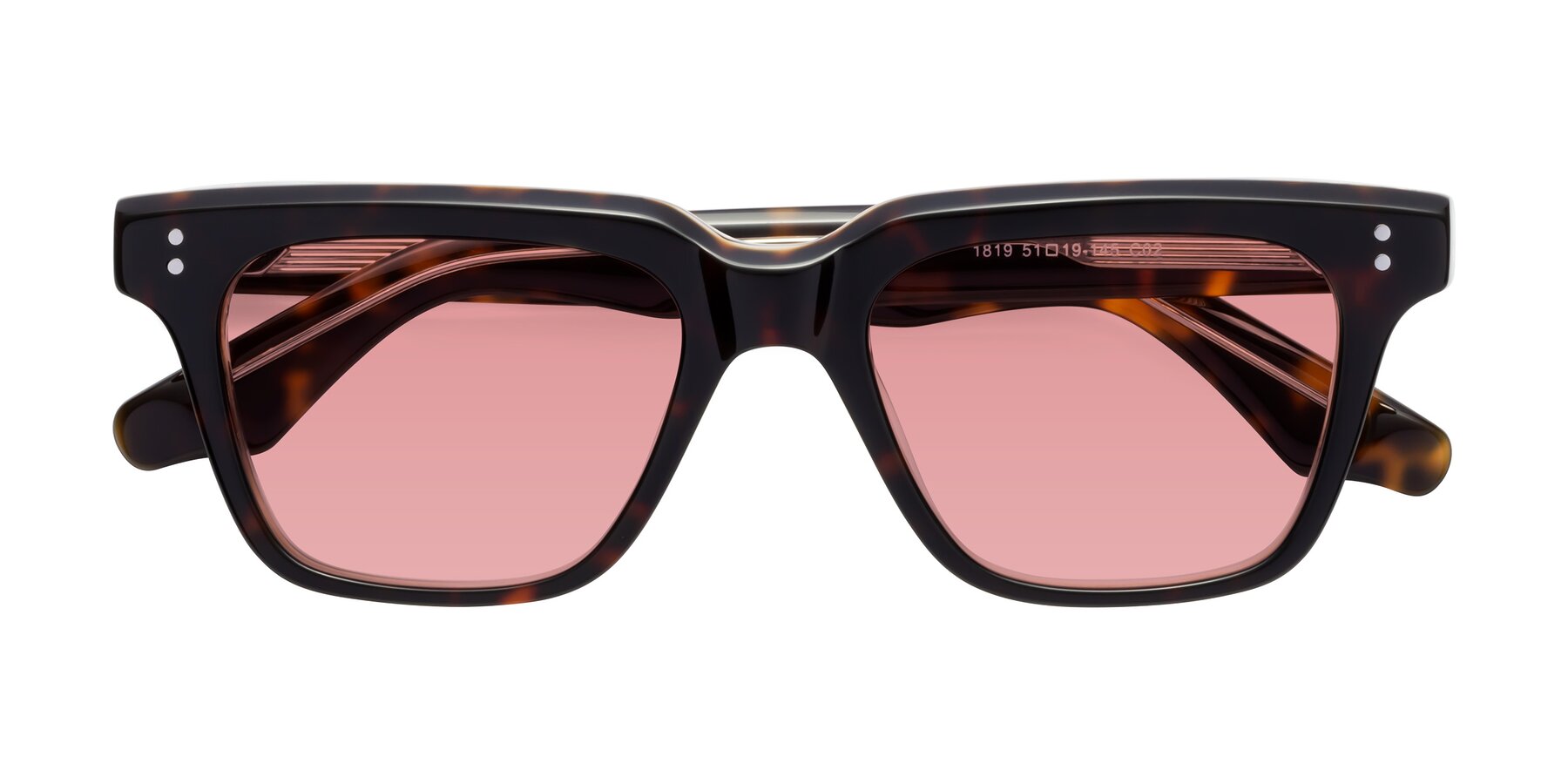 Folded Front of Gates in Tortoise-Clear with Medium Garnet Tinted Lenses