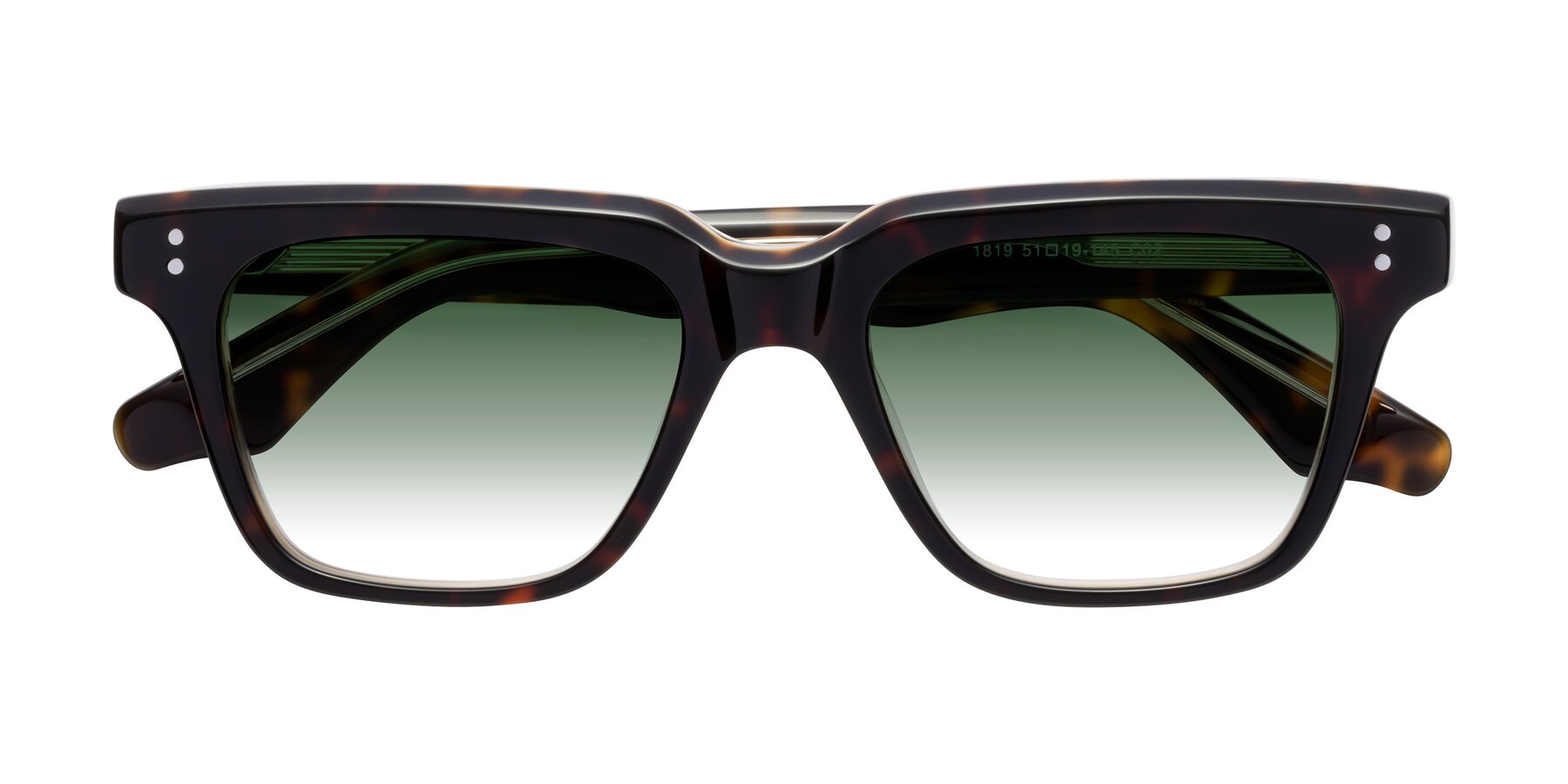 Folded Front of Gates in Tortoise-Clear with Green Gradient Lenses