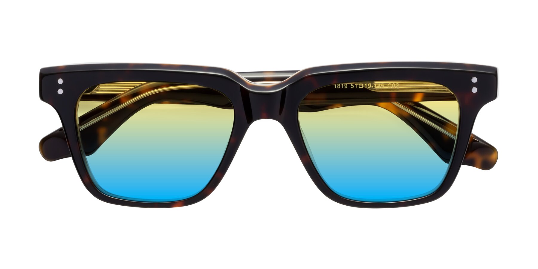 Folded Front of Gates in Tortoise-Clear with Yellow / Blue Gradient Lenses