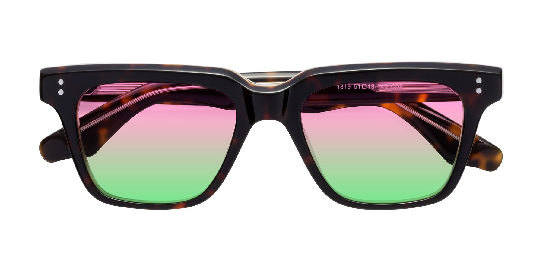Folded Front of Gates in Tortoise-Clear with Pink / Green Gradient Lenses
