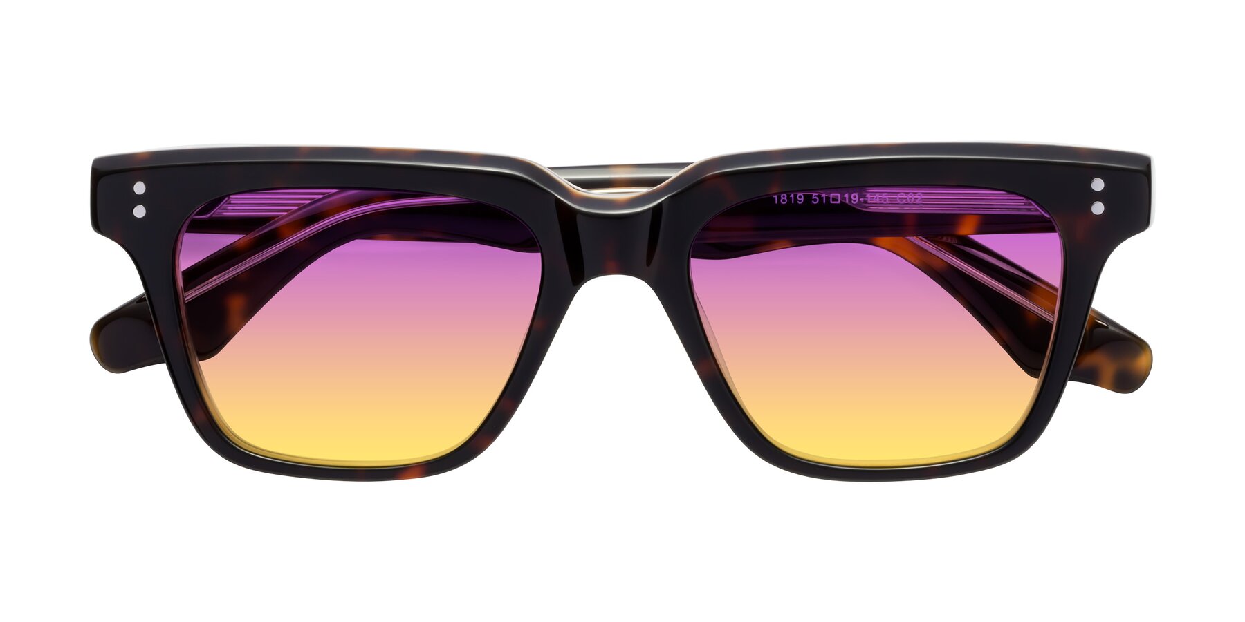 Folded Front of Gates in Tortoise-Clear with Purple / Yellow Gradient Lenses