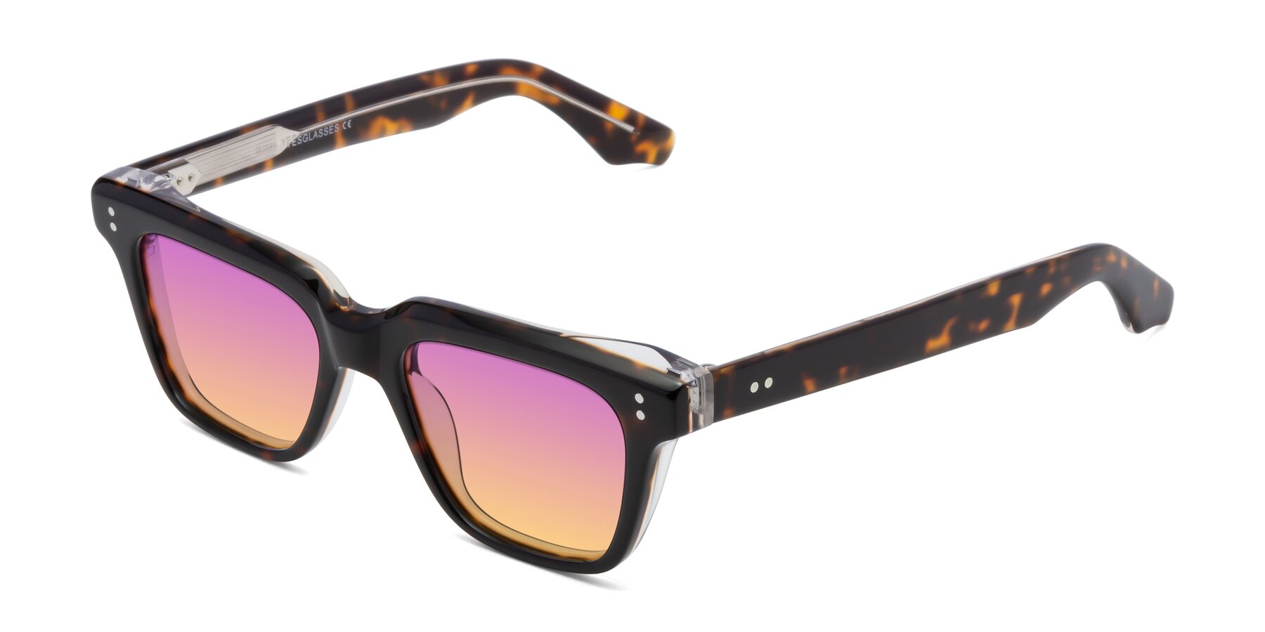 Angle of Gates in Tortoise-Clear with Purple / Yellow Gradient Lenses