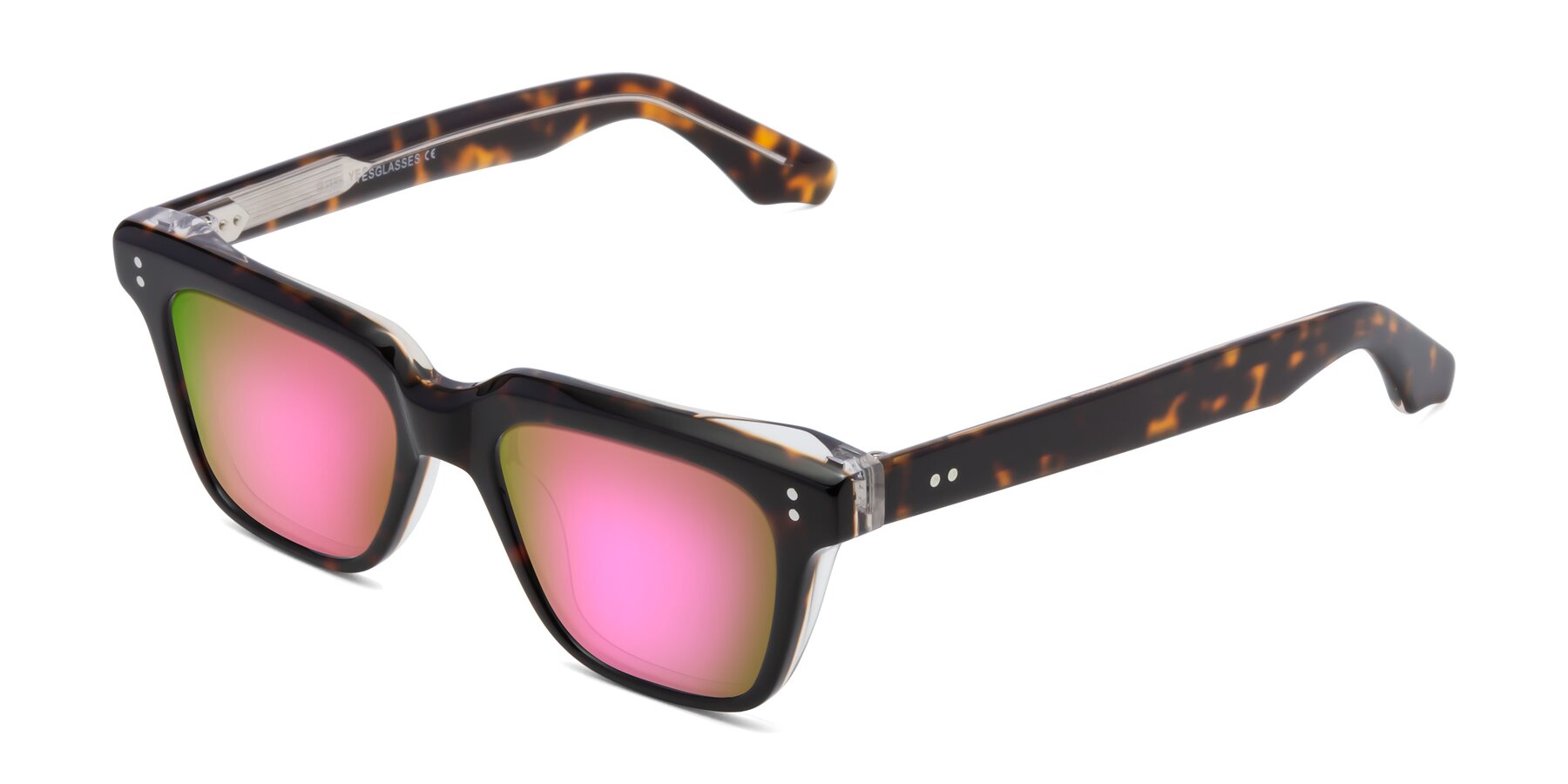 Angle of Gates in Tortoise-Clear with Pink Mirrored Lenses