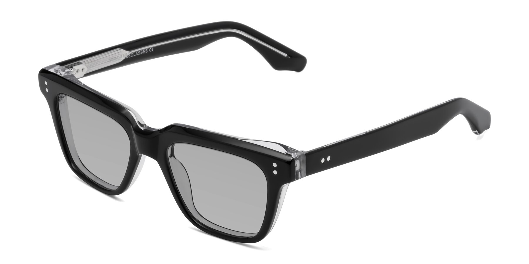 Angle of Gates in Black-Clear with Light Gray Tinted Lenses