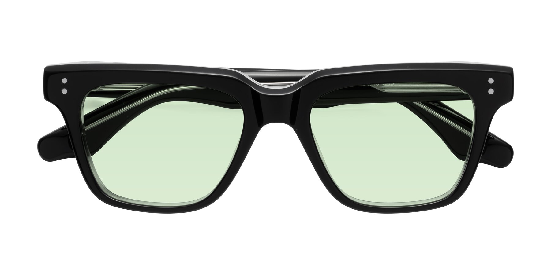 Folded Front of Gates in Black-Clear with Light Green Tinted Lenses