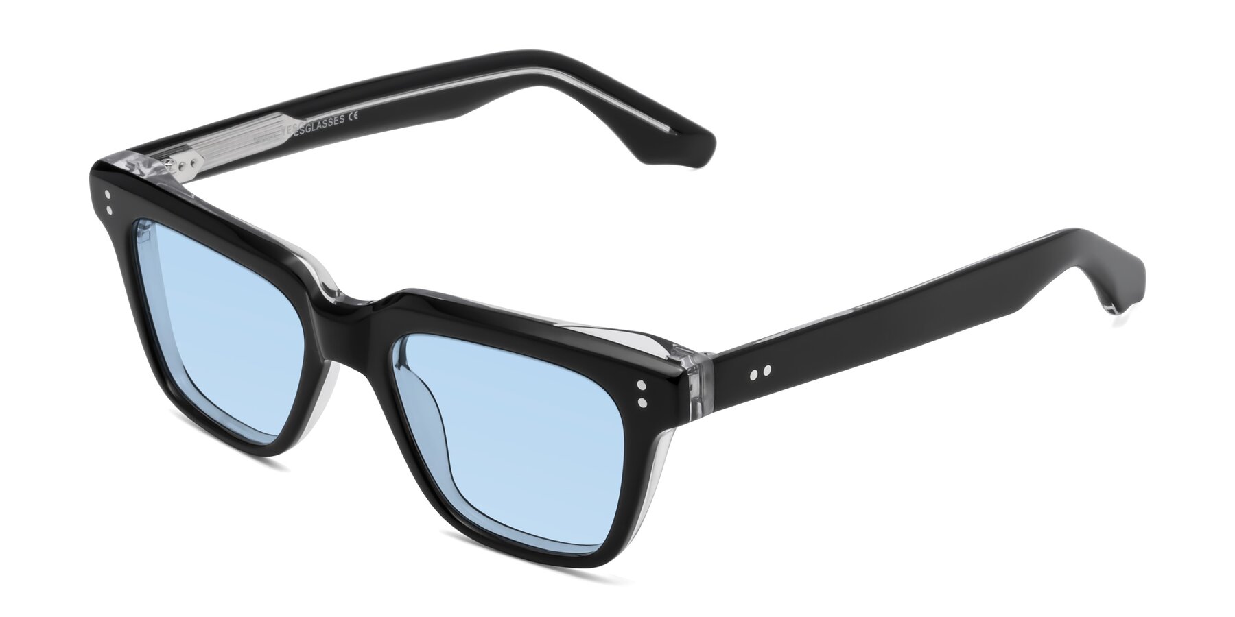 Angle of Gates in Black-Clear with Light Blue Tinted Lenses