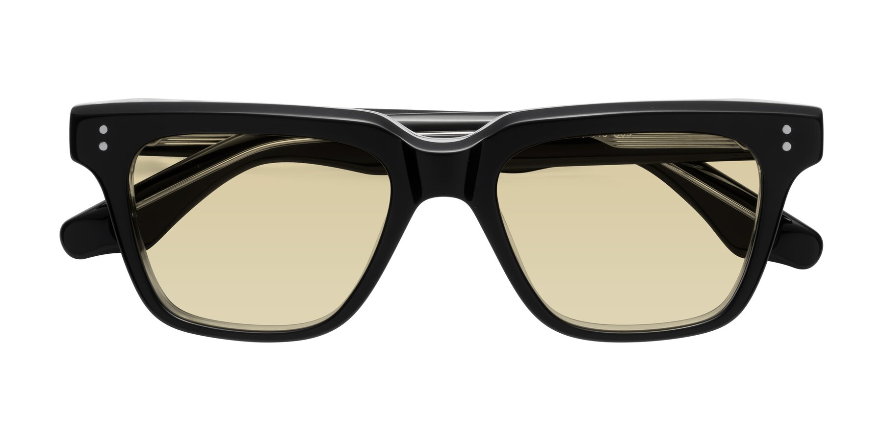 Folded Front of Gates in Black-Clear with Light Champagne Tinted Lenses