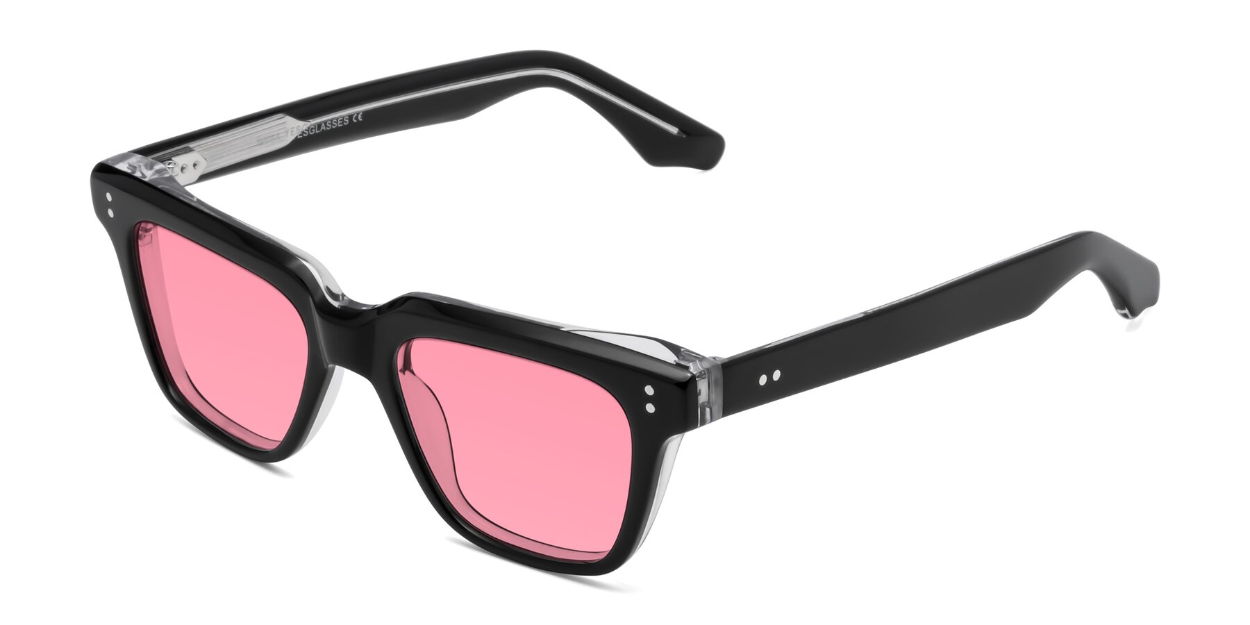 Angle of Gates in Black-Clear with Pink Tinted Lenses