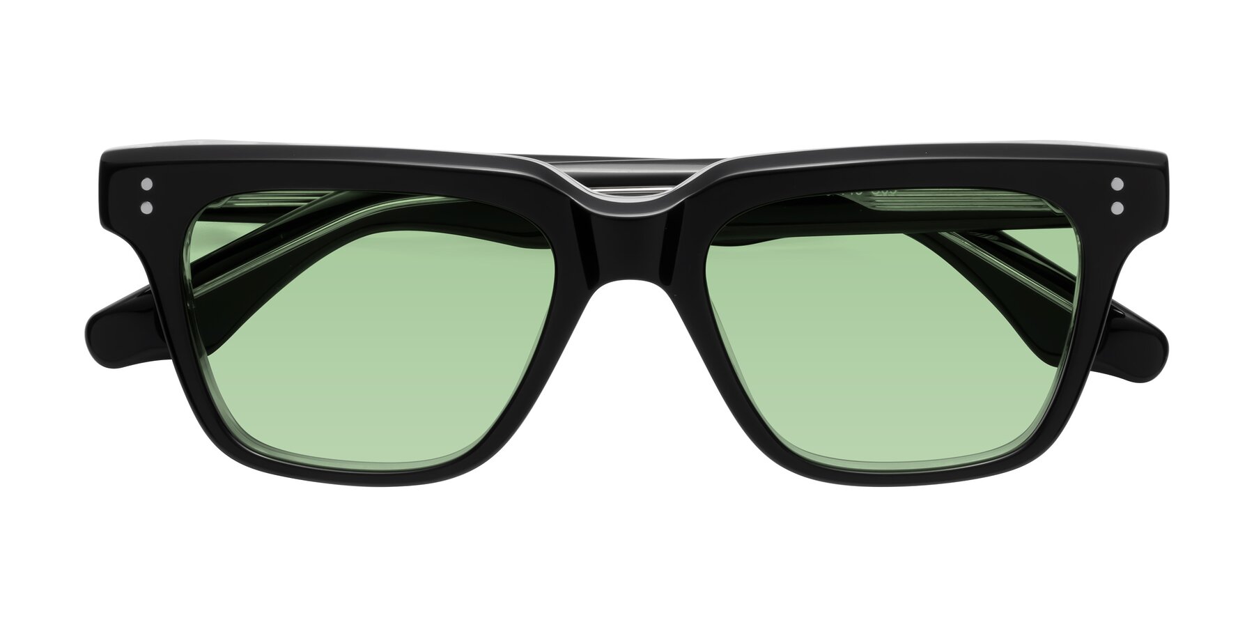 Folded Front of Gates in Black-Clear with Medium Green Tinted Lenses
