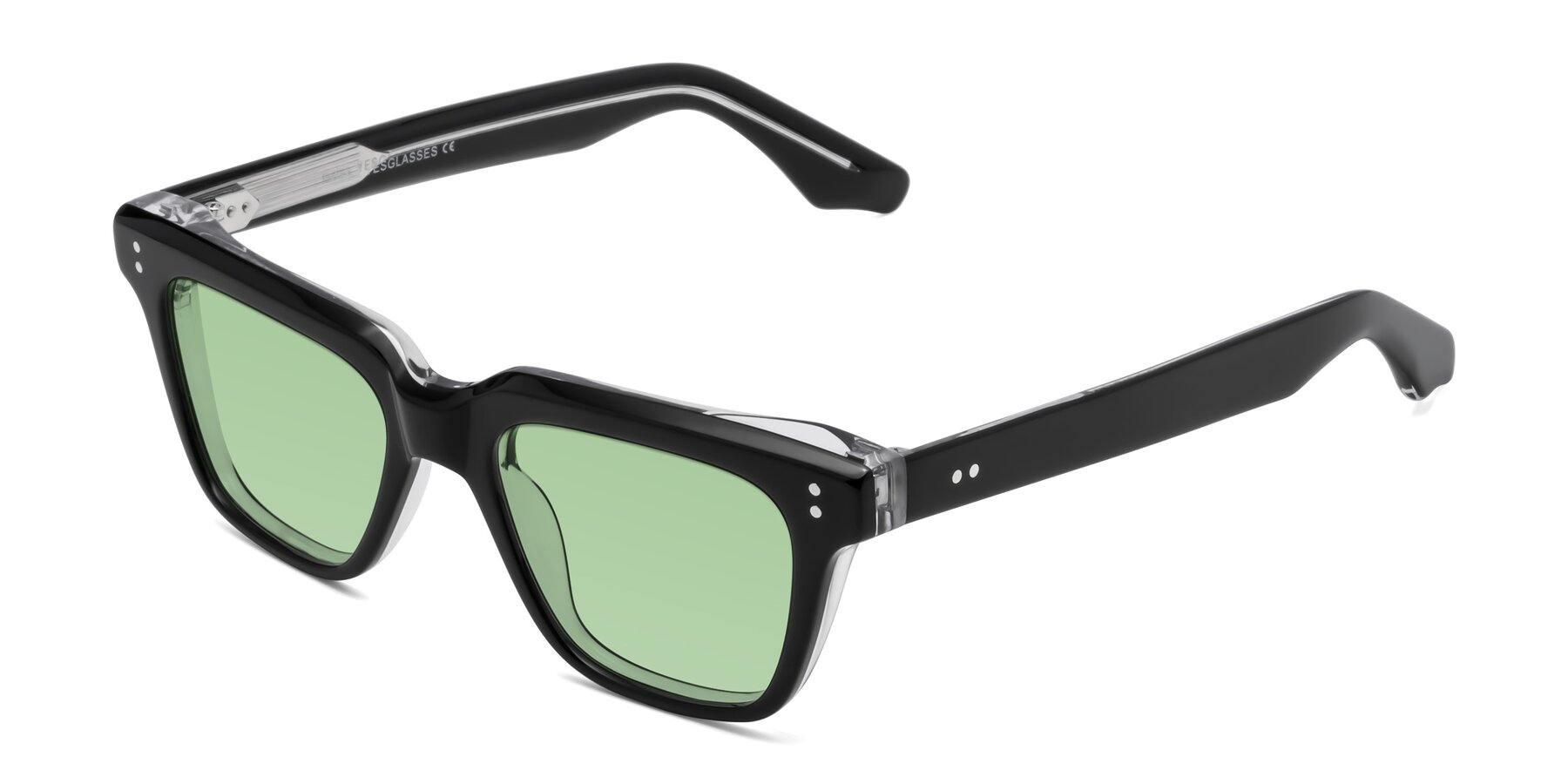 Angle of Gates in Black-Clear with Medium Green Tinted Lenses