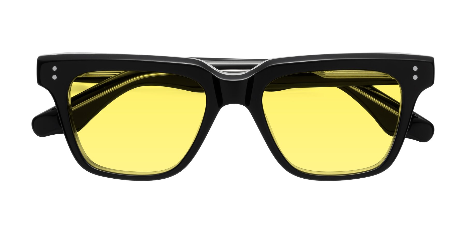 Folded Front of Gates in Black-Clear with Medium Yellow Tinted Lenses