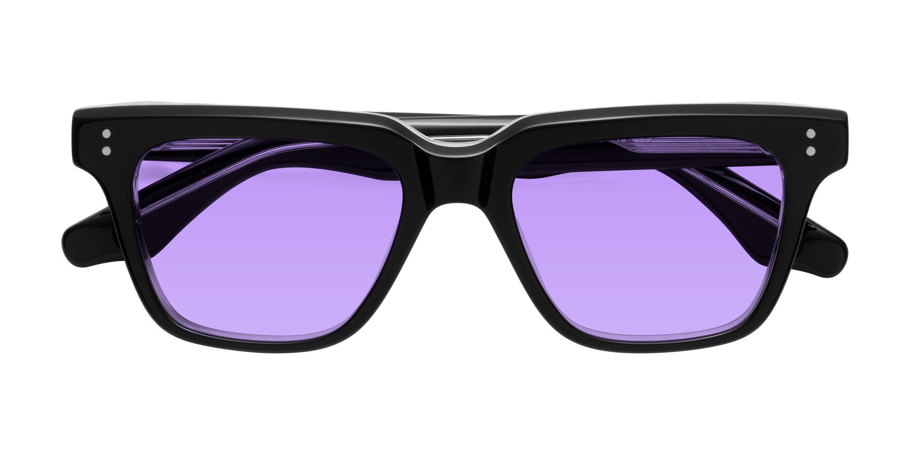 Folded Front of Gates in Black-Clear with Medium Purple Tinted Lenses