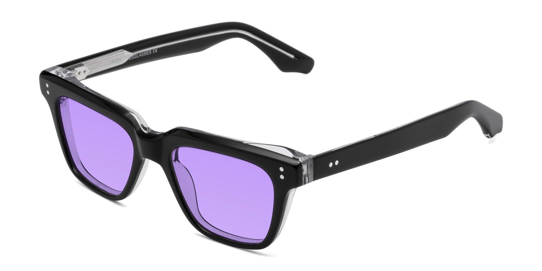 Angle of Gates in Black-Clear with Medium Purple Tinted Lenses