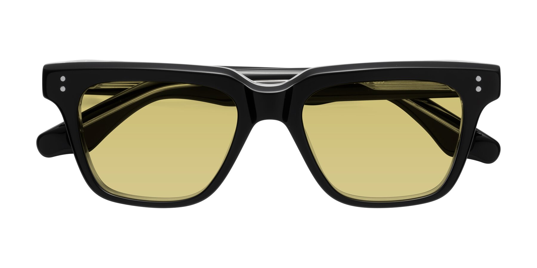 Folded Front of Gates in Black-Clear with Medium Champagne Tinted Lenses