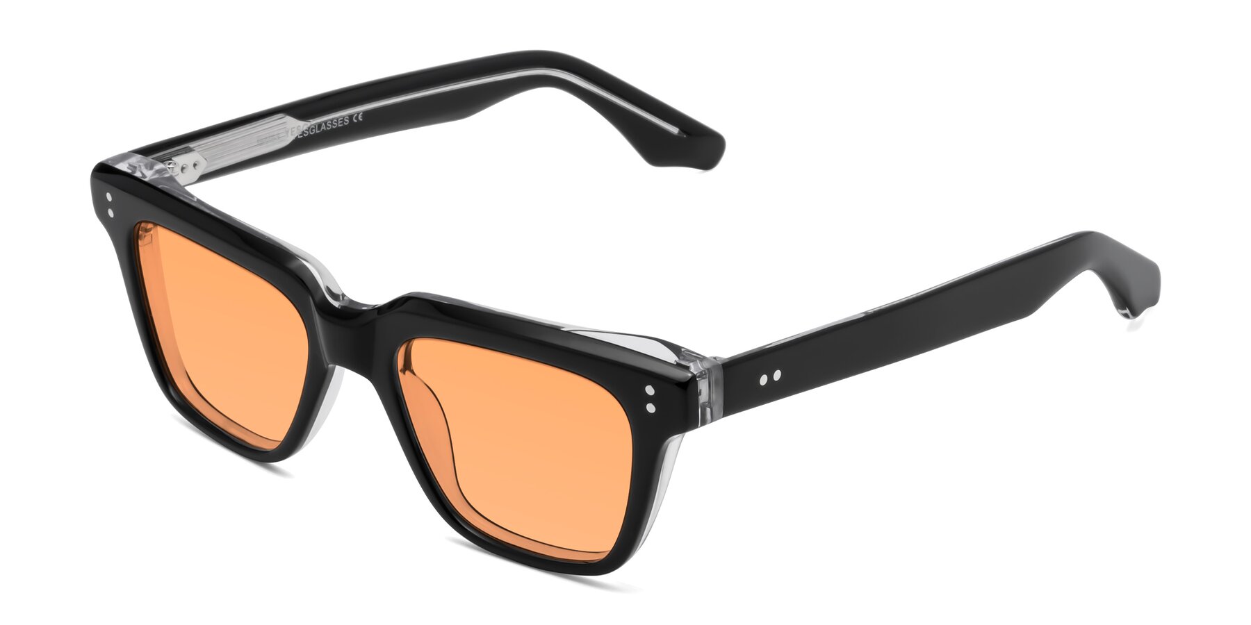 Angle of Gates in Black-Clear with Medium Orange Tinted Lenses