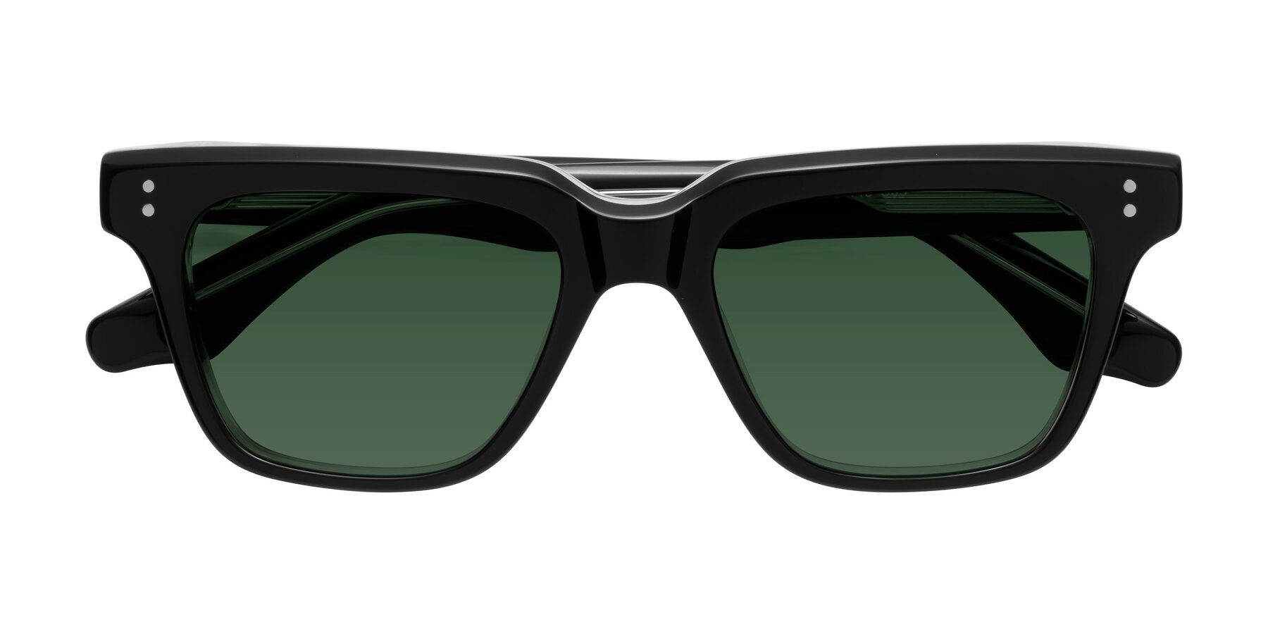 Folded Front of Gates in Black-Clear with Green Tinted Lenses